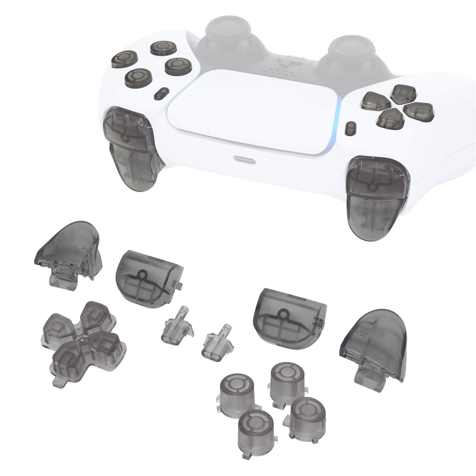 Clear Black 11in1 Button Kits Compatible With PS5 Controller BDM