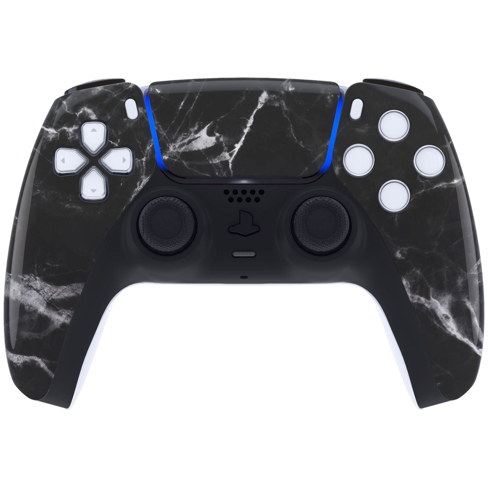 Glossy Black White Marble Front Shell With Touchpad Compatible With PS5  Controller BDM-010/020/030/040/050 - ZPFT1046G3WS