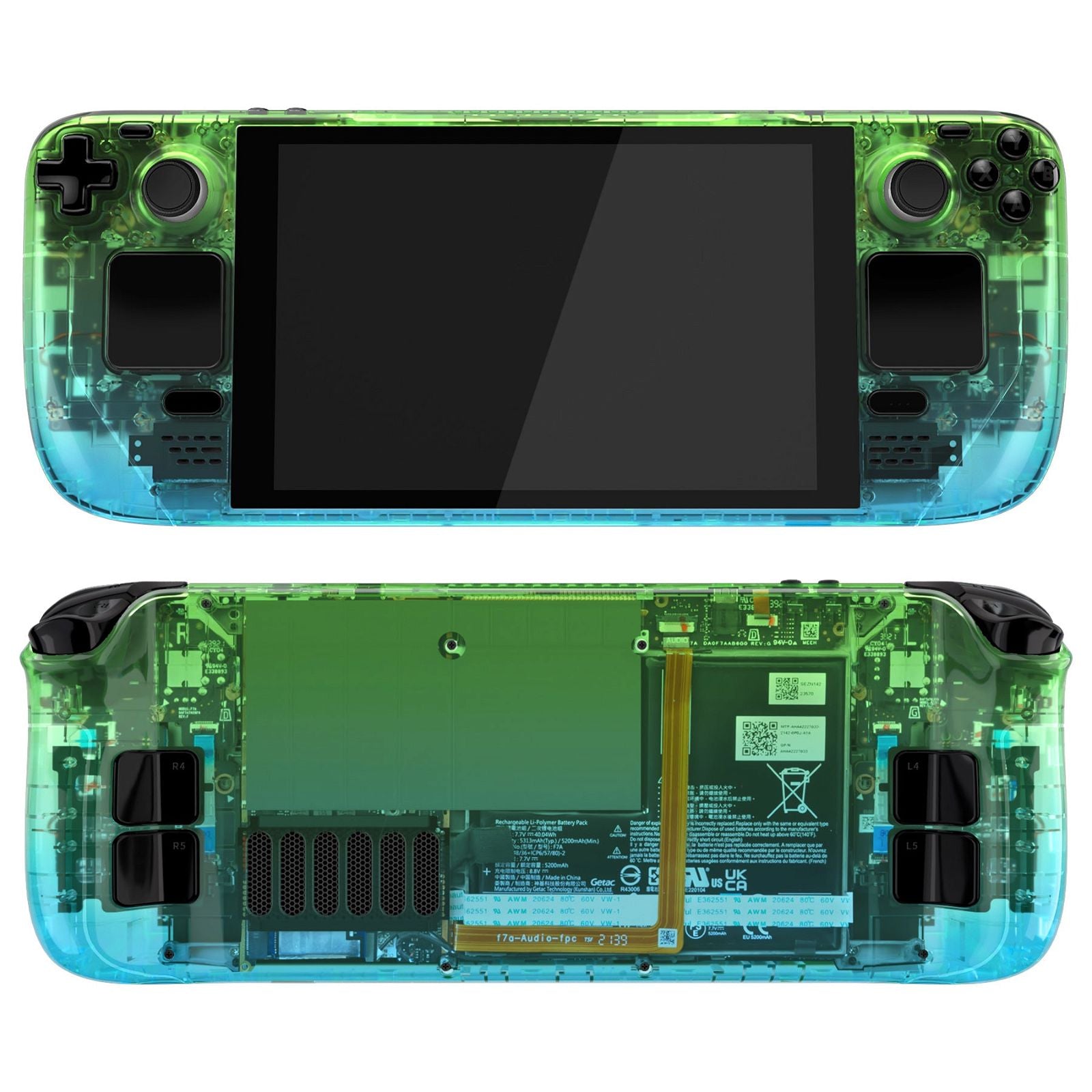 Gradient Translucent Green Blue Full Set Shell For Steam