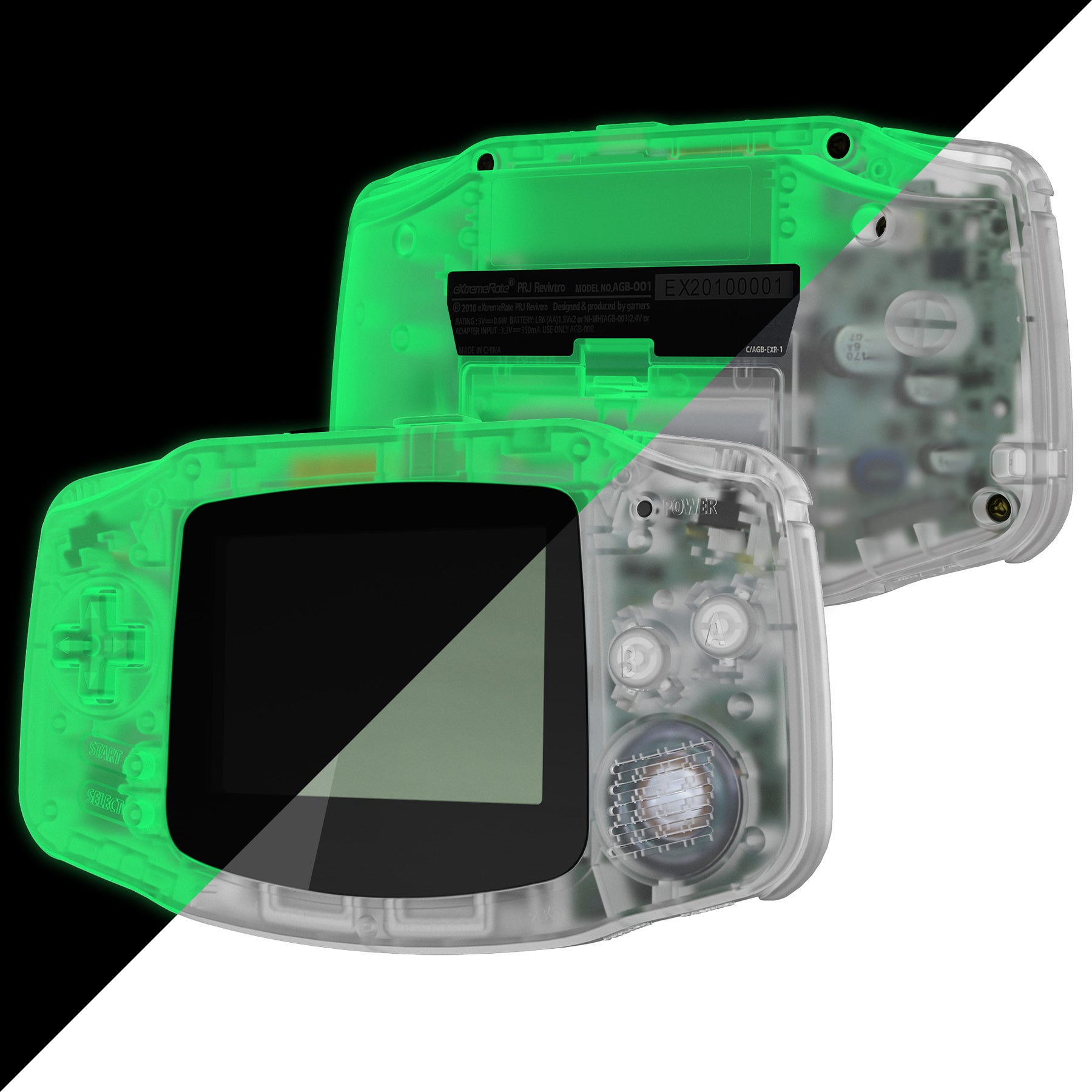 SHhoo様 GBA IPS Ready Upgraded eXtremeRate Glow in Dark - Green Replacement