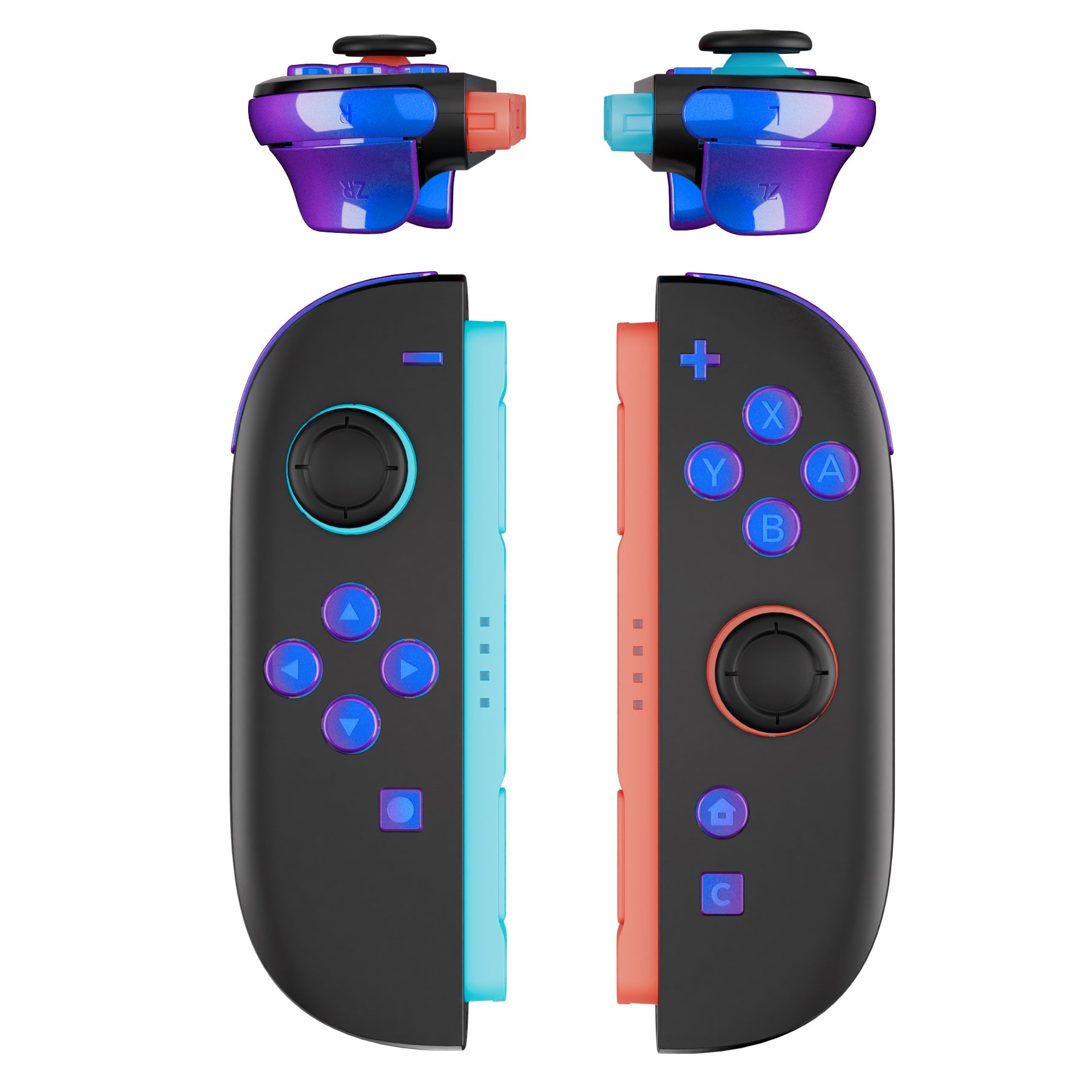 eXtremeRate Chameleon Purple Blue DIY Replacement Full Set Buttons