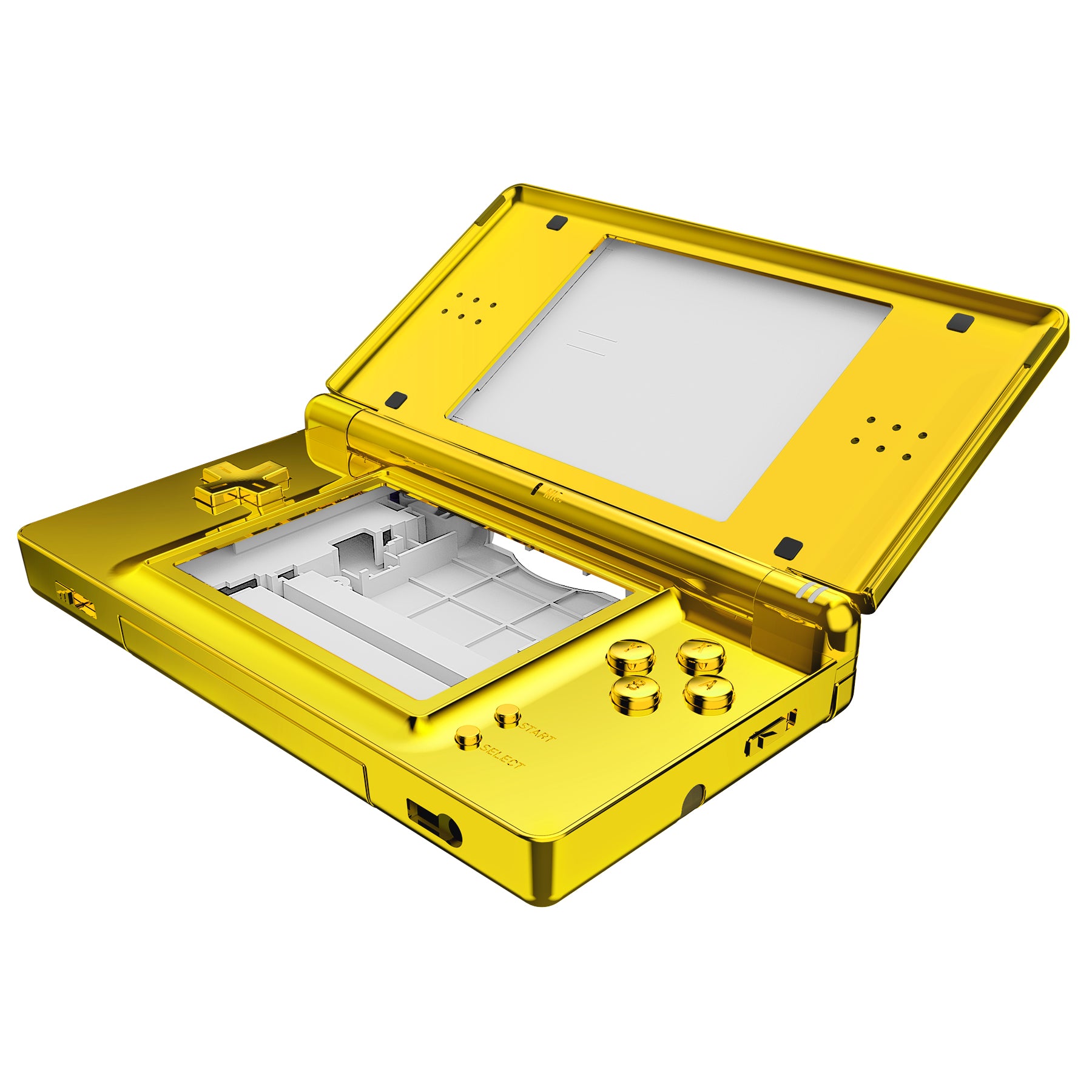 Dsi Yellow Screen EXtremeRate Chrome Gold Replacement Full Housing