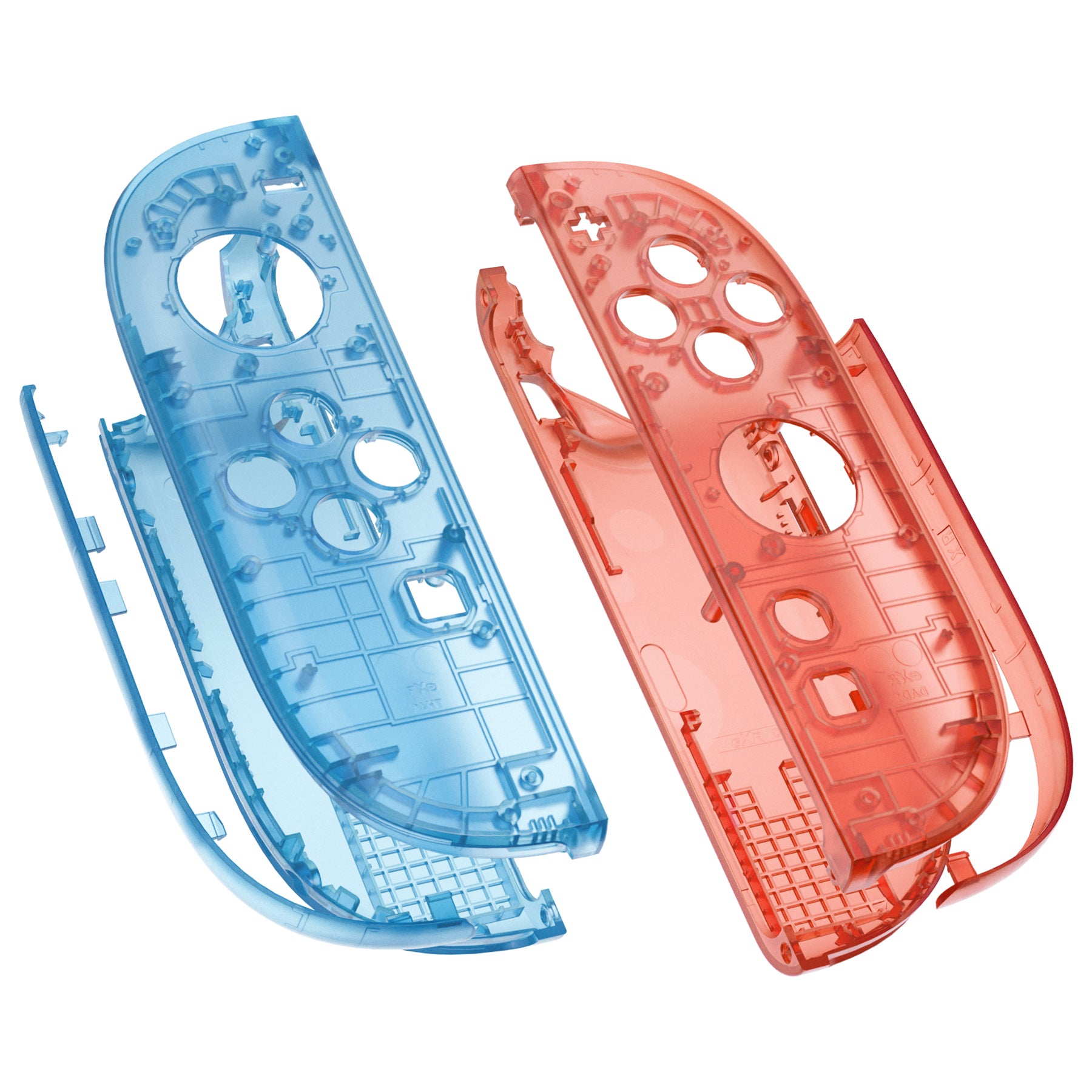 eXtremeRate Clear Blue & Orange DIY Replacement Joycon Shells for