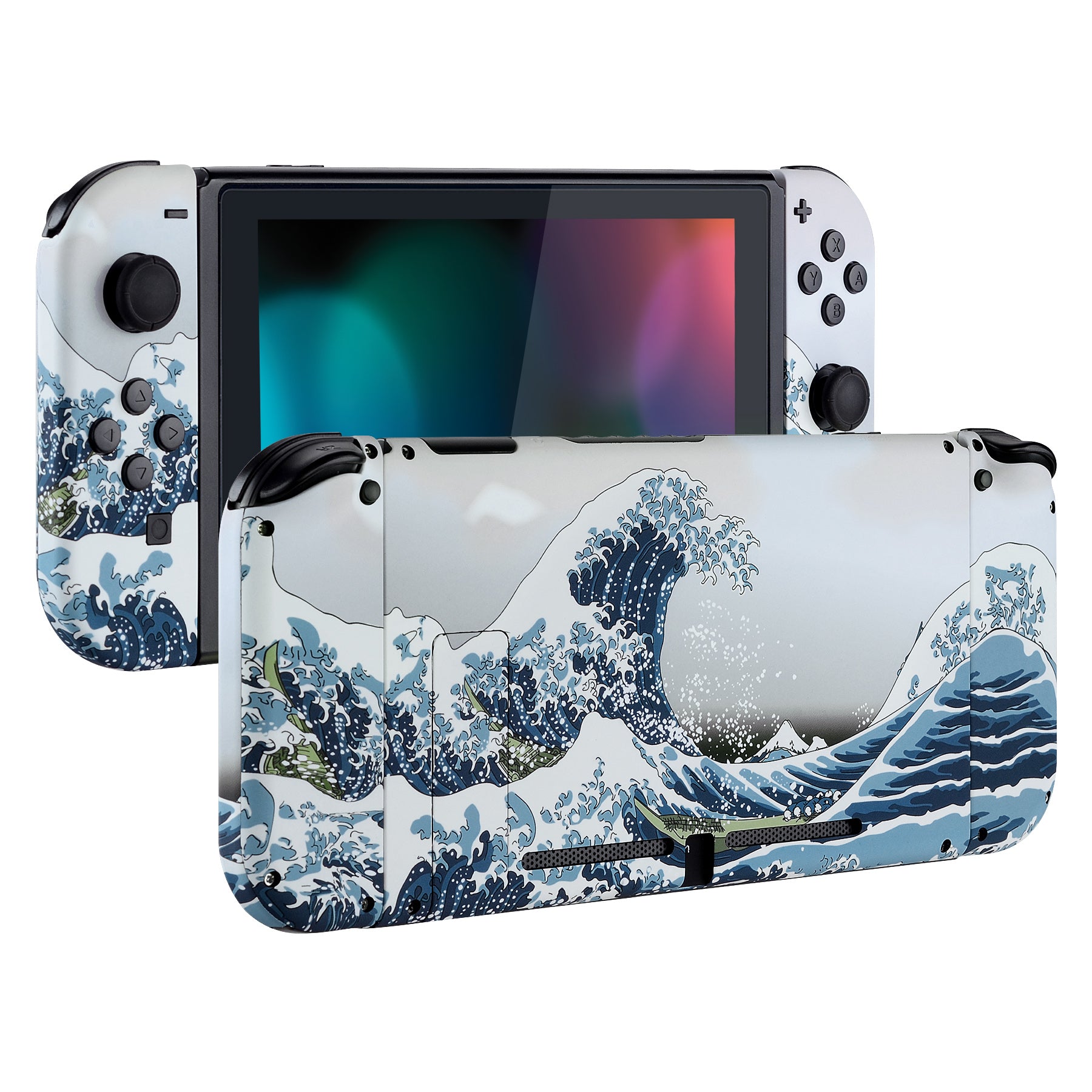 Soft Touch Great Wave Kanagawa Full Shells For NS Joycon-Without