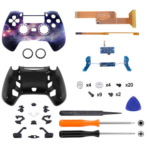 Purple Galaxy Decade Tournament Controller(DTC) Upgrade Kit With Upgrade Board & Ergonmic Shell & Back Buttons & Trigger Stops Compatible With PS4 Controller JDM-040/050/055-P4MG008 - Extremerate Wholesale