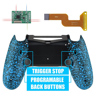 3D Splashing Rubberized Blue Dawn 2.0 FlashShot Trigger Stop Remap Kit with Upgraded Kit + Redesigned Back Shell + Back Buttons + Trigger Lock Compatible With PS4 Controller JDM 040/050/055-P4QS004 - Extremerate Wholesale