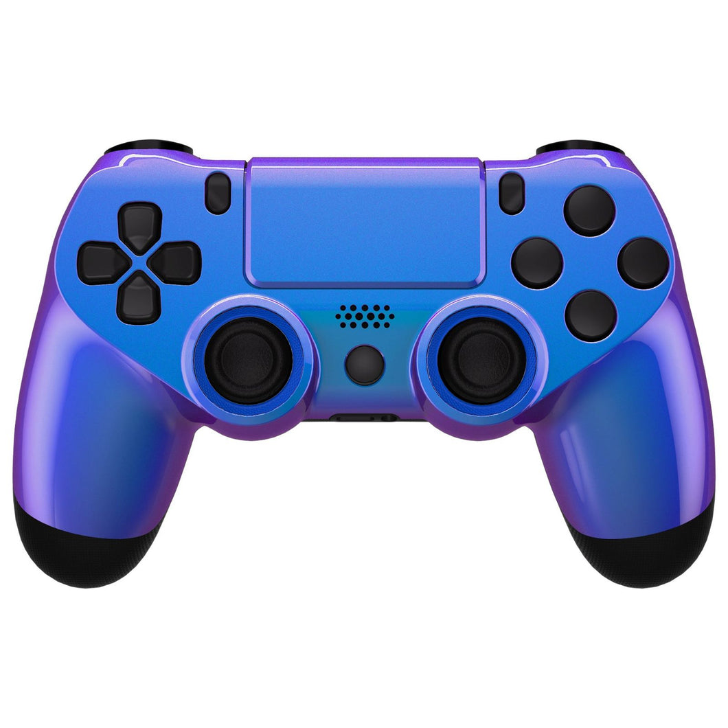 eXtremeRate Ghost Redesigned Chameleon Blue Purple Front Housing Shell with Touch Pad Compatible with PS4 Slim Pro Controller JDM-040/050/055 - GHP4P003WS - Extremerate Wholesale