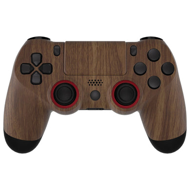 eXtremeRate Ghost Redesigned Wood Grain Front Housing Shell with Touch Pad Compatible with PS4 Slim Pro Controller JDM-040/050/055 - GHP4S001WS - Extremerate Wholesale