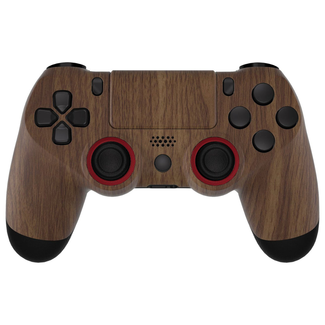 eXtremeRate Ghost Redesigned Wood Grain Front Housing Shell with Touch Pad Compatible with PS4 Slim Pro Controller JDM-040/050/055 - GHP4S001WS - Extremerate Wholesale