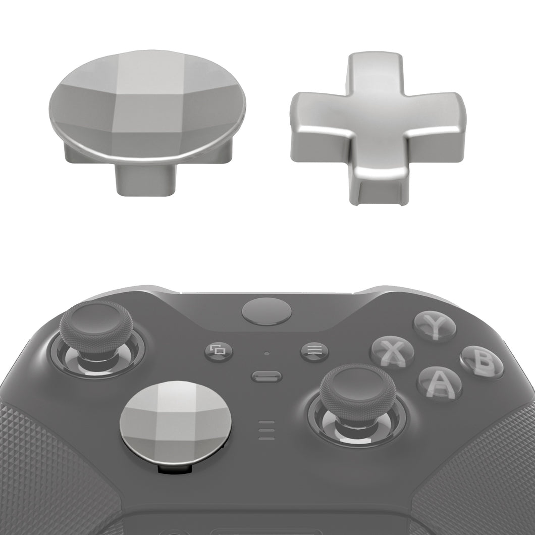 2 pcs Metalic Silver Magnetic Stainless Steel D-Pads for Xbox One Elite & Xbox One Elite Series 2 Controller - IL402WS