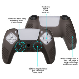 3D Studded Edition Clear Black Silicone Case Skin With 6 Thumb Grip Caps For PS5 Controller-TDPF013 - Extremerate Wholesale