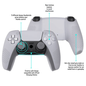 3D Studded Edition Clear White Silicone Case Grips With 6 White Thumbstick Caps For PS5 Controller-Compatible With Charging Station-TDPF026 - Extremerate Wholesale