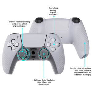3D Studded Edition Clear White Silicone Case Skin With 6 White Thumb Grip Caps For PS5 Controller-TDPF012 - Extremerate Wholesale