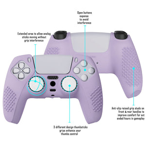 3D Studded Edition Mauve Purple Silicone Case Skin With 6 White Thumb Grip Caps For PS5 Controller-TDPF009 - Extremerate Wholesale