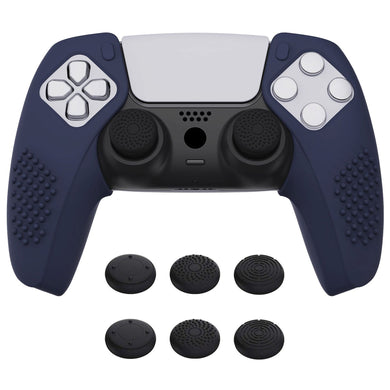 3D Studded Edition Midnight Blue Silicone Case Grips With 6 Black Thumbstick Caps For PS5 Controller-Compatible With Charging Station-TDPF019 - Extremerate Wholesale