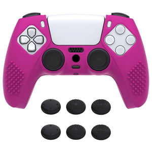 3D Studded Edition Neon Purple Silicone Case Skin With 6 Black Thumb Grip Caps For PS5 Controller-TDPF033 - Extremerate Wholesale