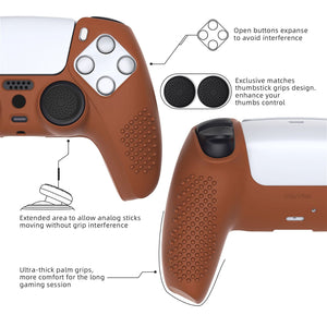 3D Studded Edition Signal Brown Silicone Case Skin With 6 Black Thumb Grip Caps For PS5 Controller-TDPF032 - Extremerate Wholesale