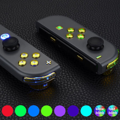 7 Colors 9 Modes Button Control DFS LED Kit With Glossy Chrome Gold Classical Symbols Buttons For NS Switch & Switch OLED Model Joycon-NSLED016G2 - Extremerate Wholesale