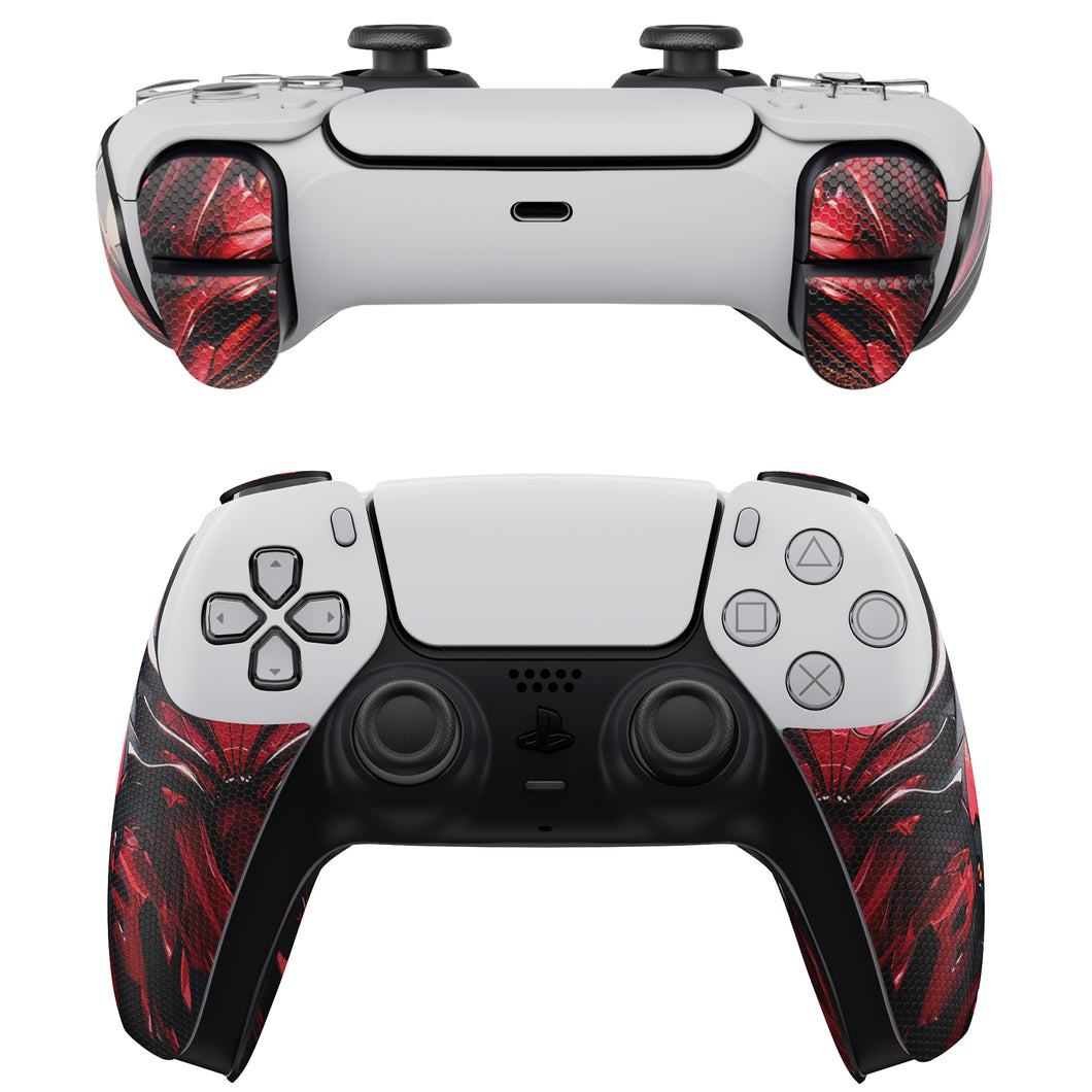 Armored Edition Spider Armor Anti-Skid Soft Rubber Pads Handle Grips With Shoulder Button Trigger Stickers for PS5 Controller-PFPJ157