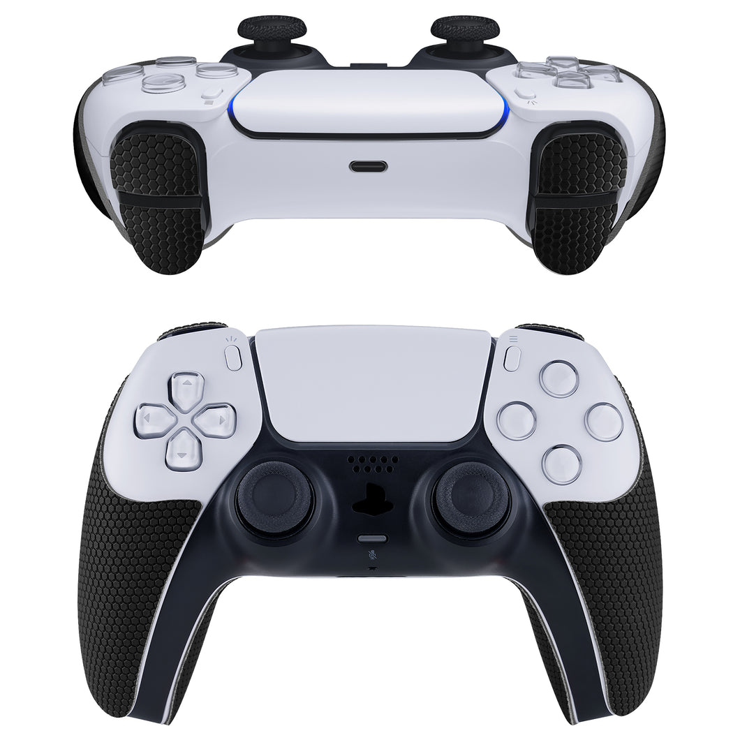 Armored Edition Black Anti-Skid Soft Rubber Pads Handle Grips With Shoulder Button Trigger Stickers for PS5 Controller-PFPJ049