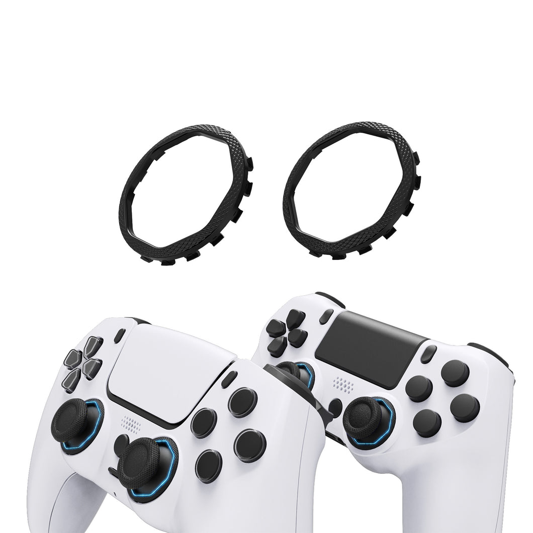Black Redesigned Octagonal Gated Sticks Accent Rings for eXtremeRate Luna Shell for PS5 Controller, Replacement Accessory for eXtremeRate Ghost Shell for PS4 Controller - Not for Standard Faceplate - YNMP4M001WS