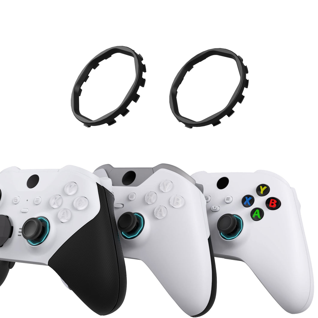 Black Redesigned Replacement Octagonal Gated Sticks Accent Rings for Xbox Elite Series 2 Core & Elite Series 2 & Xbox Elite, for eXtremeRate ASR Version Shell for Xbox Series X/S Controller - YUEE2M001WS