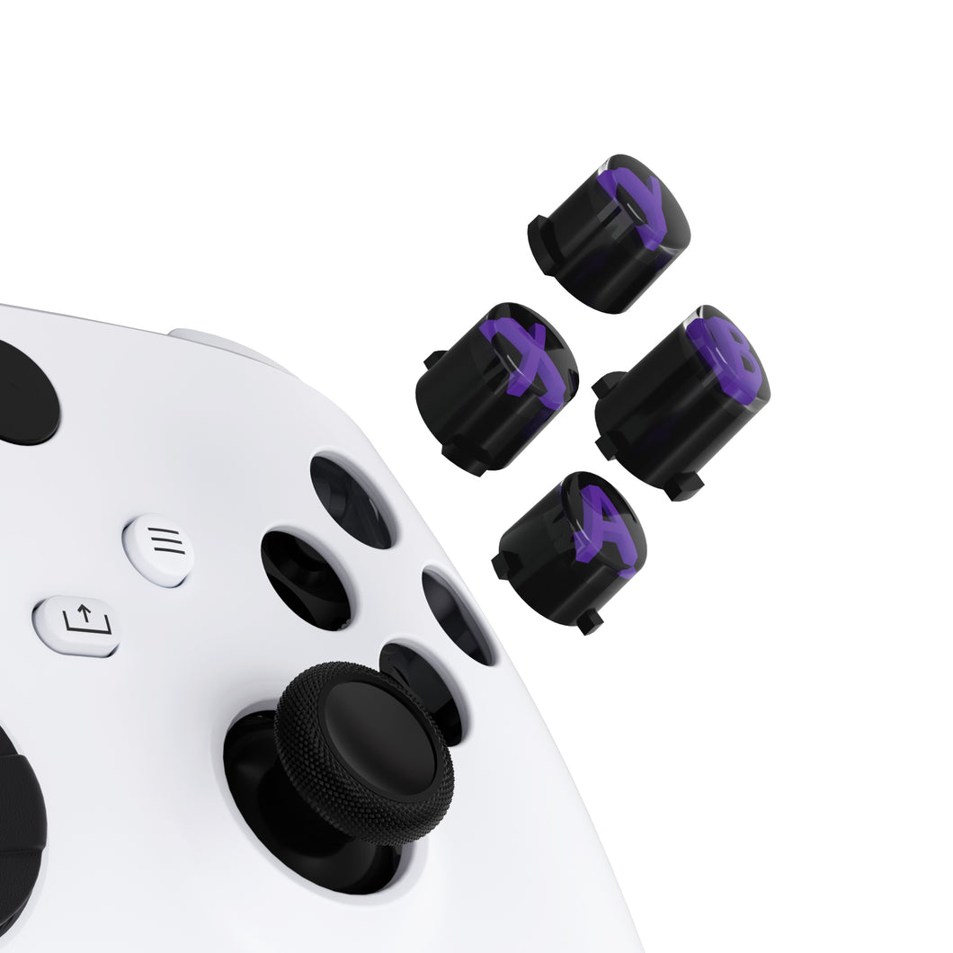 Three-Tone Black & Clear With Purple Classic Symbols Replacement Custom ABXY Action Button For Xbox Series X & S Controller / Xbox One S & X Controller/ Xbox Elite V1/V2 Controller - JDX3M006WS - Extremerate Wholesale