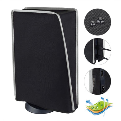 Black & Light Gray Trim Nylon Dust Cover,Soft Neat Lining Dust Guard, Anti Scratch Waterproof Cover Sleeve Compatible With PS5 Console Digital Edition & Regular Edition - PFPJ014 - Extremerate Wholesale