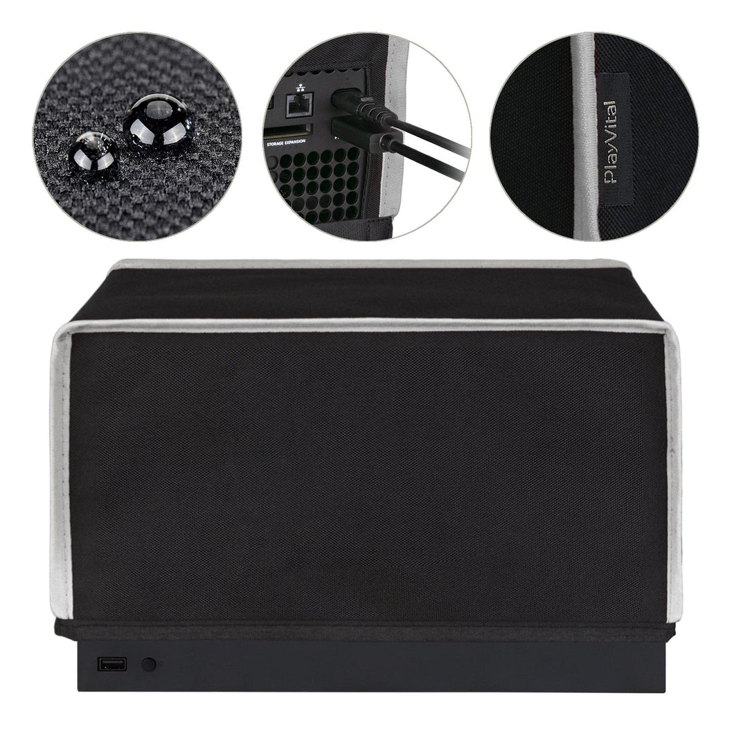 Black & Light Gray Trim Nylon Horizontal Dust Cover For Xbox Series X Console, Soft Neat Lining Dust Guard, Anti Scratch Waterproof Cover Sleeve For Xbox Series X Console - X3PJ018 - Extremerate Wholesale