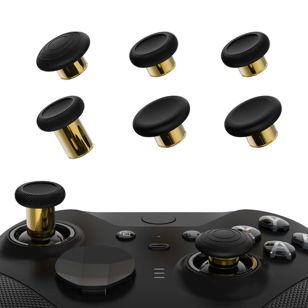 Black & Metallic Hero Gold 6 in 1 Metal Replacement Thumbsticks for Xbox Elite Series 2 & Elite 2 Core Controller (Model 1797) - IL803WS