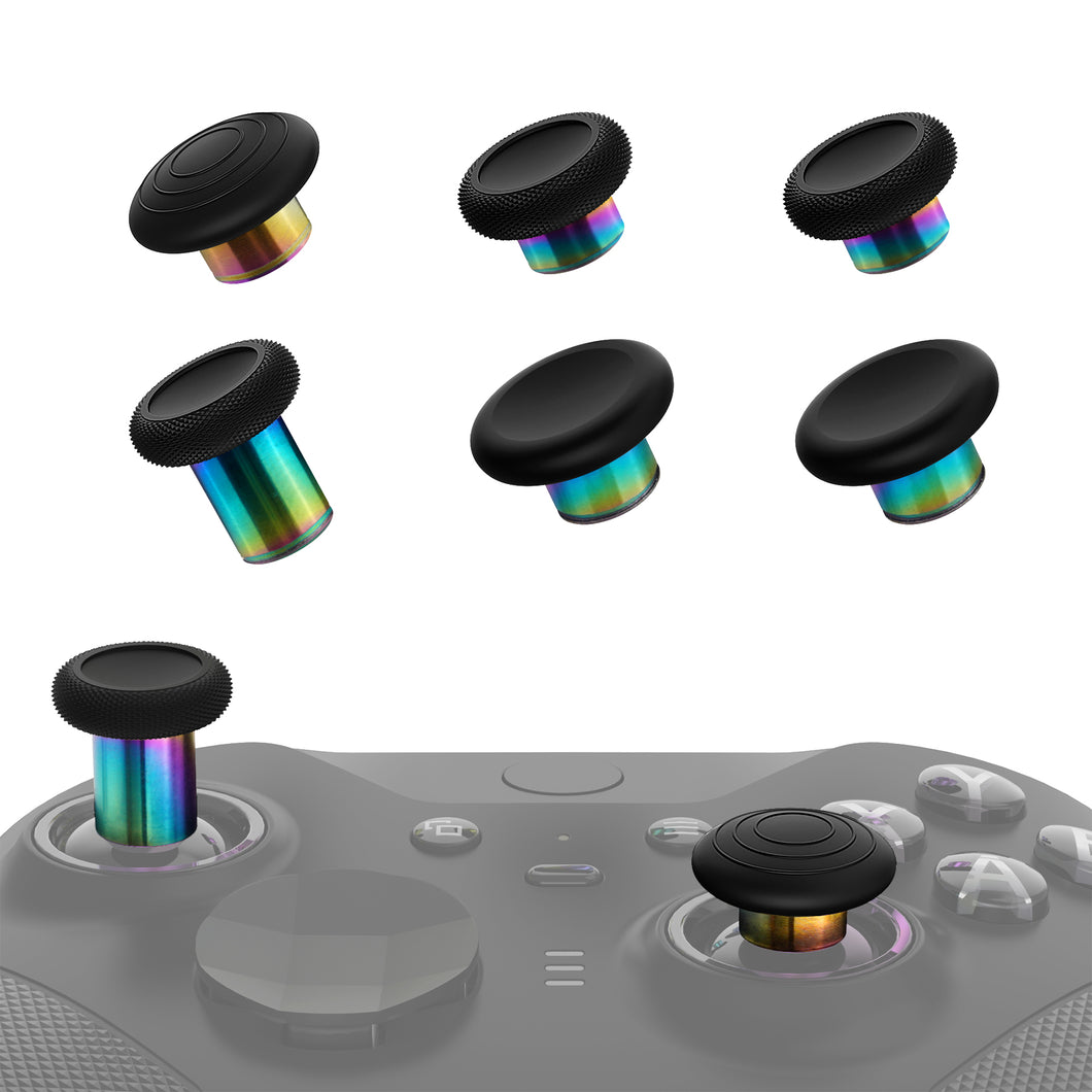 Black & Metallic Rainbow Aura Blue & Purple 6 in 1 Metal Replacement Thumbsticks for Xbox Elite Series 2 & Elite 2 Core Controller (Model 1797) - IL804WS