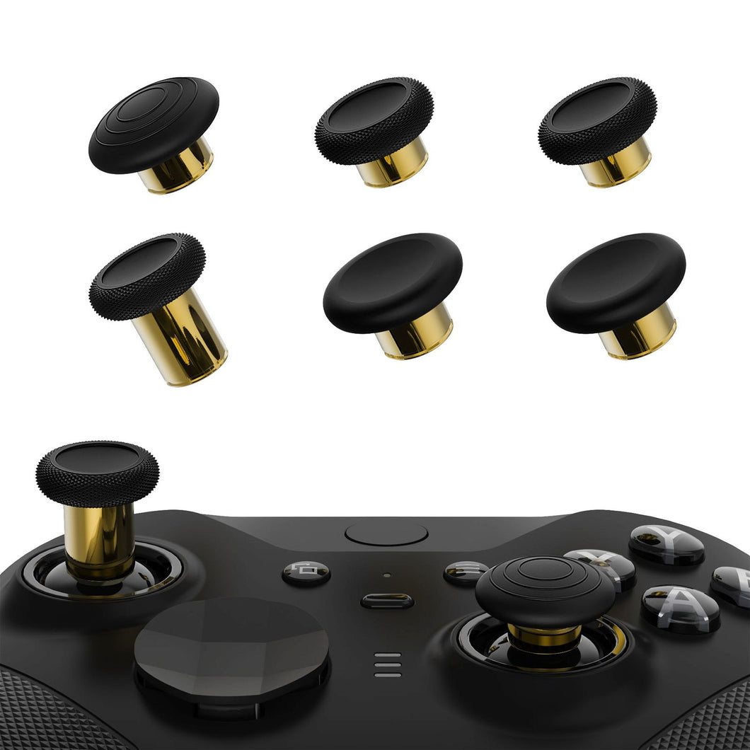 Black & Metallic Hero Gold 6 in 1 Metal Replacement Thumbsticks for Xbox Elite Series 2 & Elite 2 Core Controller (Model 1797) - IL803WS - Extremerate Wholesale