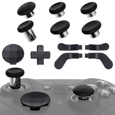 Black & Metallic Silver 13 in 1 Component Pack Kit Replacement Metal Thumbsticks & D-Pads & Paddles for Xbox Elite Series 2 & Elite 2 Core Controller (Model 1797) - IL901 - Extremerate Wholesale