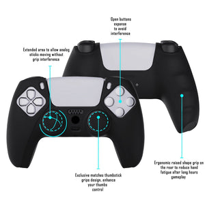 Black Pure Series Anti-slip Silicone Cover Skin With Black Thumb Grip Caps For PS5 Controller-KOPF001 - Extremerate Wholesale