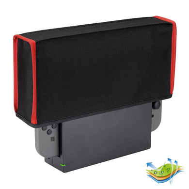 Black & Red Trim Nylon Dust Cover, Soft Neat Lining Dust Guard, Anti Scratch Waterproof Cover Sleeve For NS Switch & Switch OLED Charging Dock - NTA8003 - Extremerate Wholesale