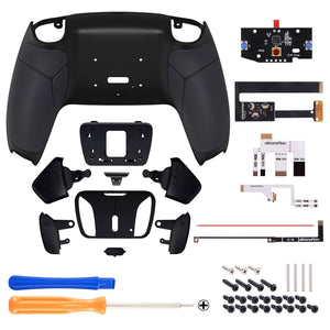 Black Rubberized Grip Remappable Rise4 Remap Kit With Upgrade Board + Redesigned Back Shell + 4 Back Buttons Compatible With PS5 Controller BDM-010 & BDM-020 - YPFU6001 - Extremerate Wholesale