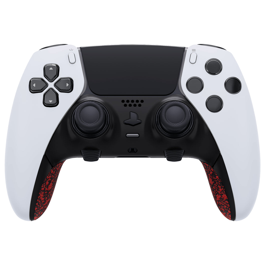 Black & Textured Red Replacement Top Bottom Decorative Trim Shell Compatible with PS5 Edge Controller -CXQEGP014WS