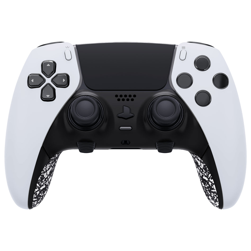 Black & Textured White Replacement Top Bottom Decorative Trim Shell Compatible with PS5 Edge Controller -CXQEGP013WS