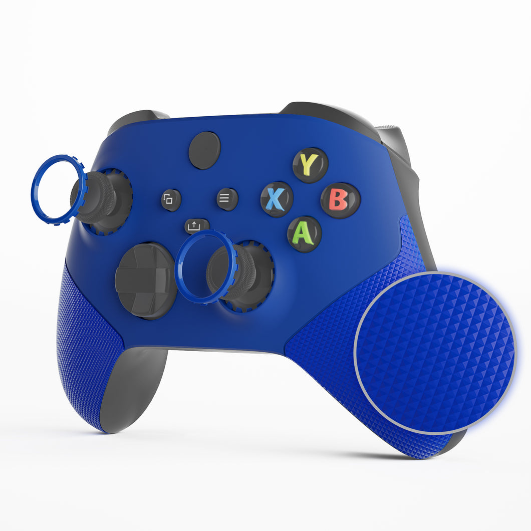 Blue ASR Version Performance Rubberized Grip Front Housing Shell With Accent Rings For Xbox Series X/S Controller & Xbox Core Controller-FX3C3004WS