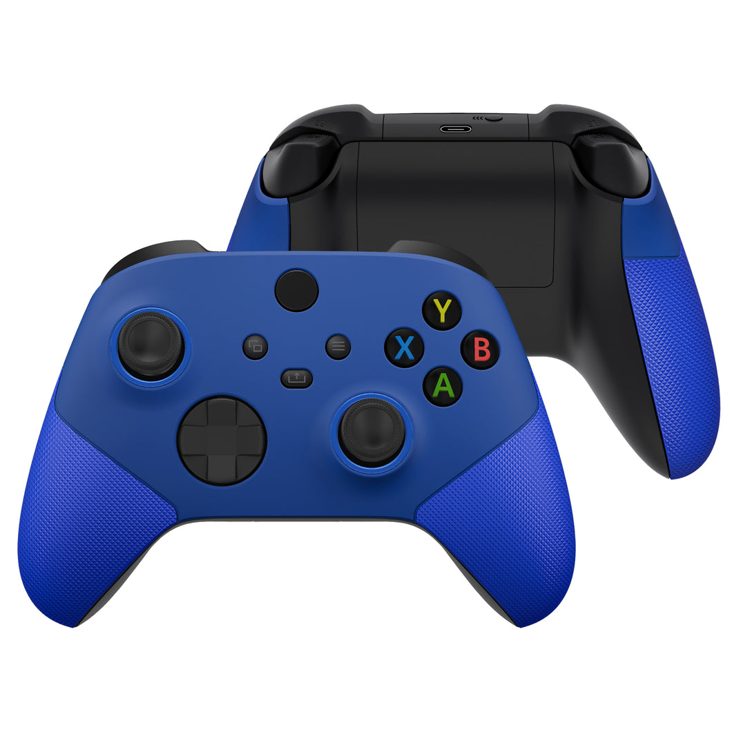 Blue ASR Version Performance Rubberized Side Rails Front Shell For Xbox Series X/S Controller With Accent Rings, Redesigned Grip Faceplate For Xbox Core Controller-ZX3C3004WS