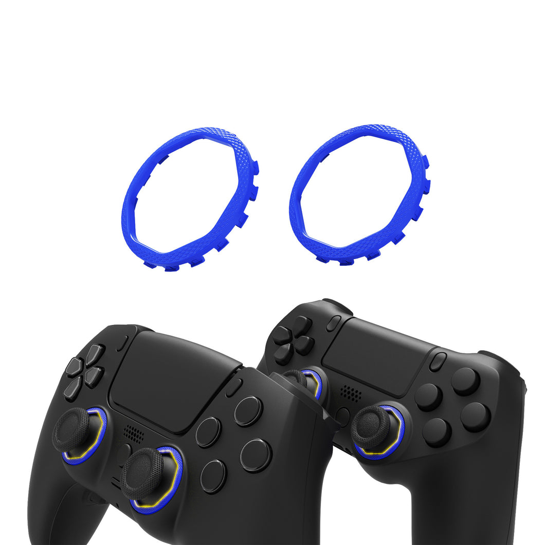 Blue Redesigned Octagonal Gated Sticks Accent Rings for eXtremeRate Luna Shell for PS5 Controller, Replacement Accessory for eXtremeRate Ghost Shell for PS4 Controller - Not for Standard Faceplate - YNMP4M004WS