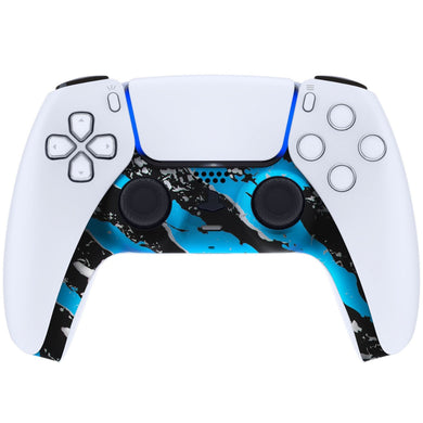Blue Splatters Decorative Trim Shell With Accent Rings Compatible With PS5 Controller-GPFS2014WS - Extremerate Wholesale