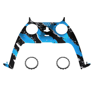 Blue Splatters Decorative Trim Shell With Accent Rings Compatible With PS5 Controller-GPFS2014WS - Extremerate Wholesale