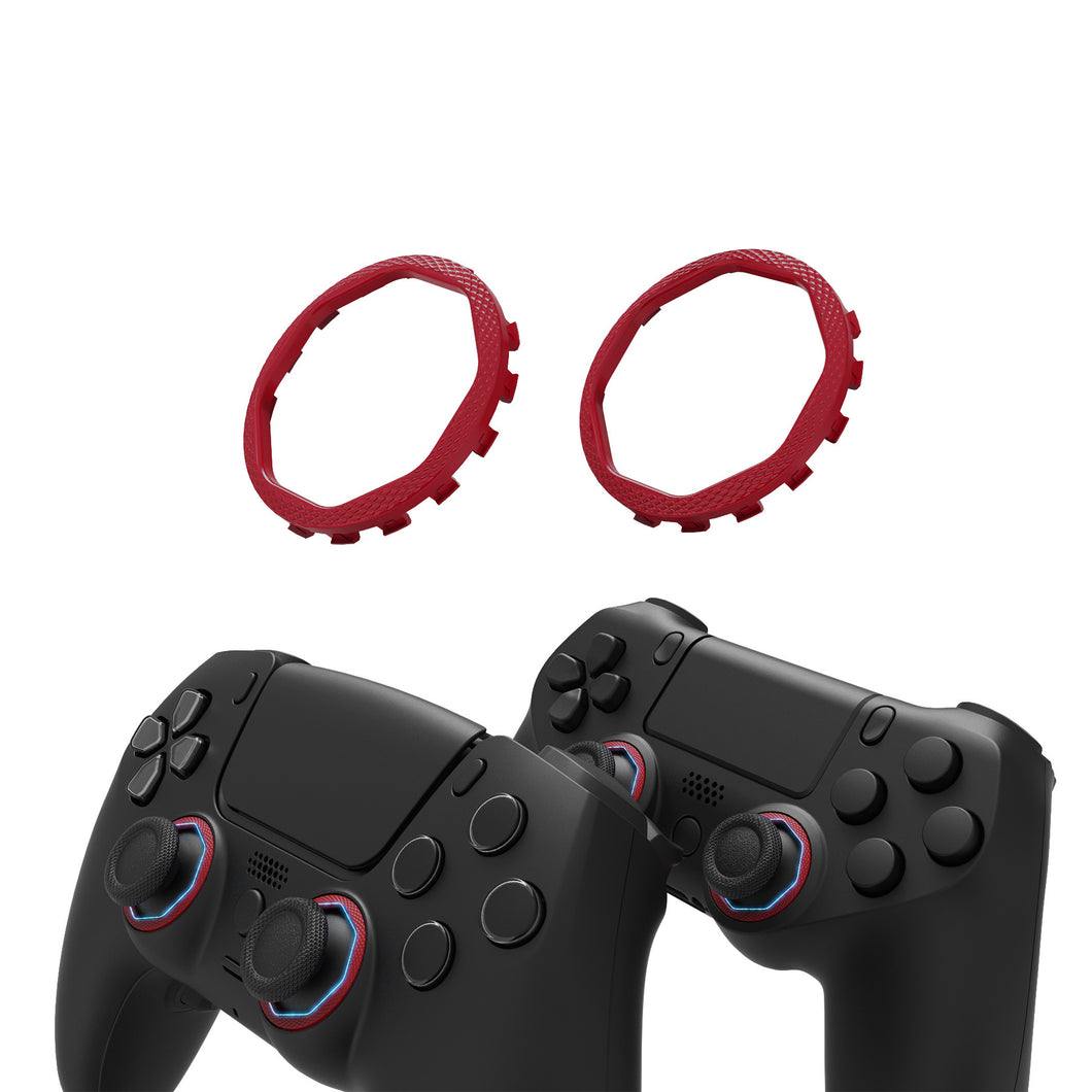 Carmine Red Redesigned Octagonal Gated Sticks Accent Rings for eXtremeRate Luna Shell for PS5 Controller, Replacement Accessory for eXtremeRate Ghost Shell for PS4 Controller - Not for Standard Faceplate - YNMP4M003WS