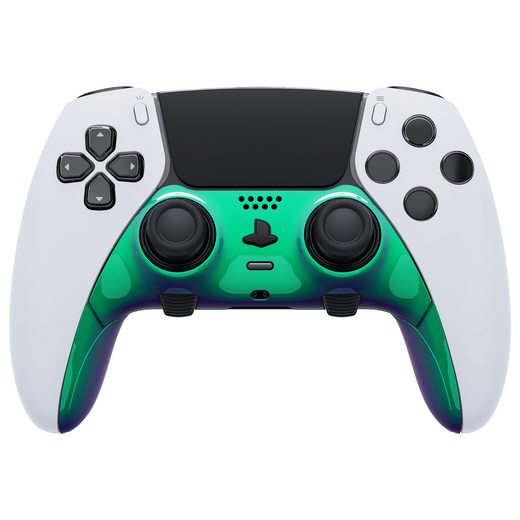 Chameleon Green Purple Replacement Top Bottom Decorative Trim Shell Compatible with PS5 Edge Controller -CXQEGP011WS