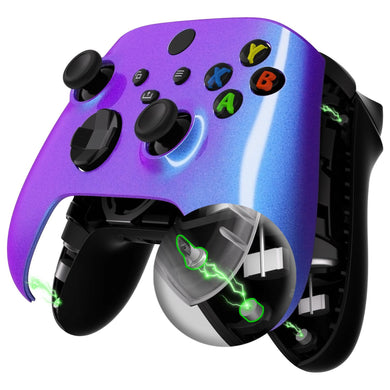 Chameleon Blue Purple Magnetic Replacement Front Housing Shell With Accent Rings For Xbox Series X & S Controller & Xbox Core Controller Model 1914 - MX3P3005WS - Extremerate Wholesale