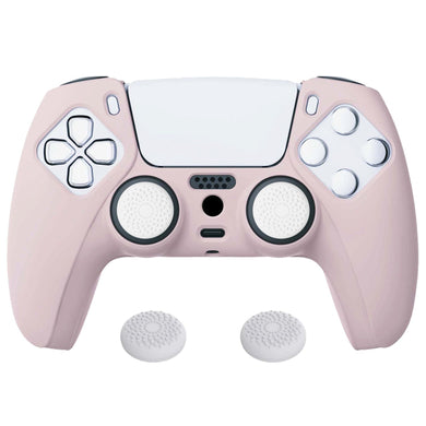 Cherry Blossoms Pink Pure Series Anti-slip Silicone Cover Skin With White Thumb Grip Caps For PS5 Controller-KOPF019 - Extremerate Wholesale