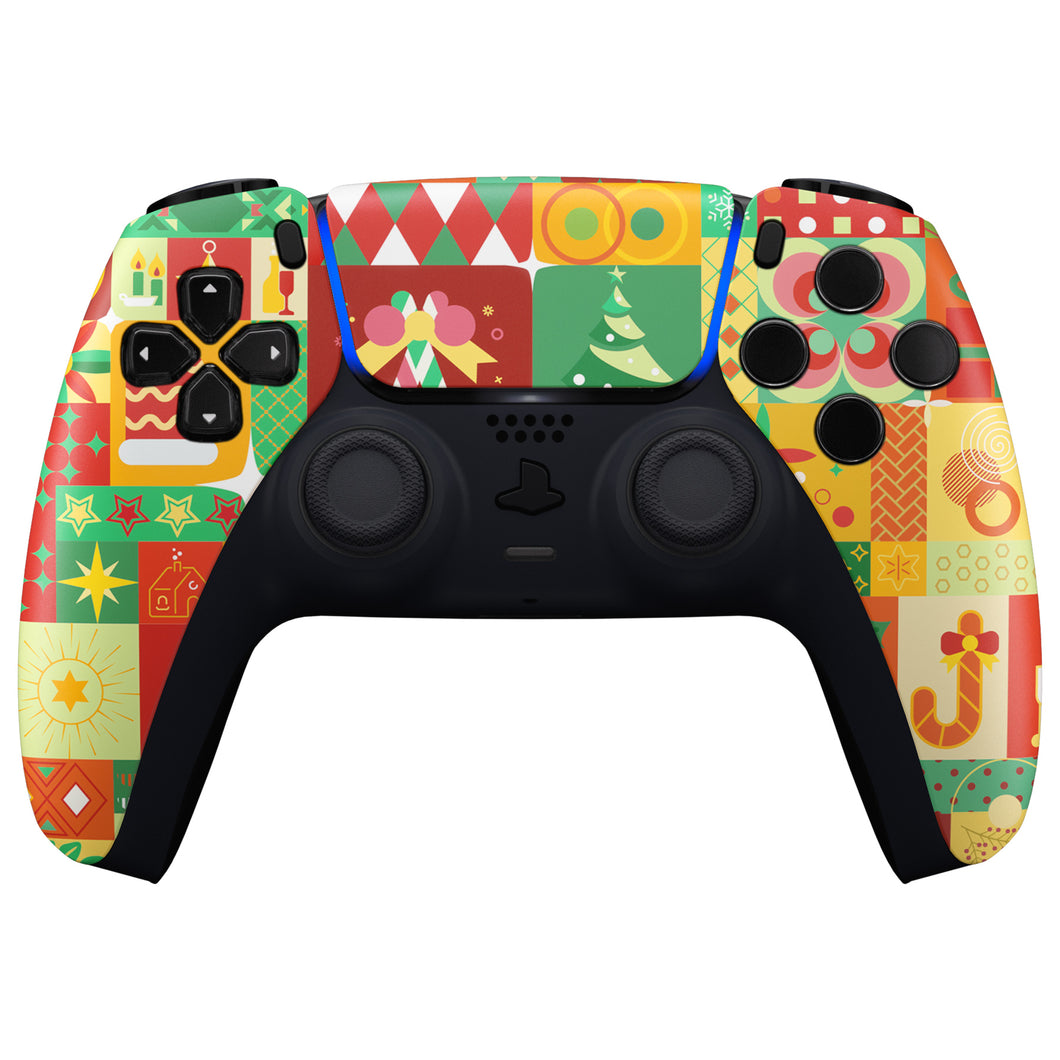 Christmas Wrap Front Shell With Touchpad Compatible With PS5 Controller BDM-010 & BDM-020 & BDM-030 & BDM-040 - ZPFR017G3WS