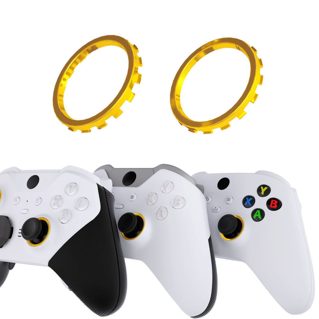 Chrome Gold Custom Replacement Accent Rings For Xbox Elite Series 2 Core & Elite Series 2 & Xbox One Elite & eXtremeRate ASR Version Shell For Xbox Series X/S Controller-XOJ1310