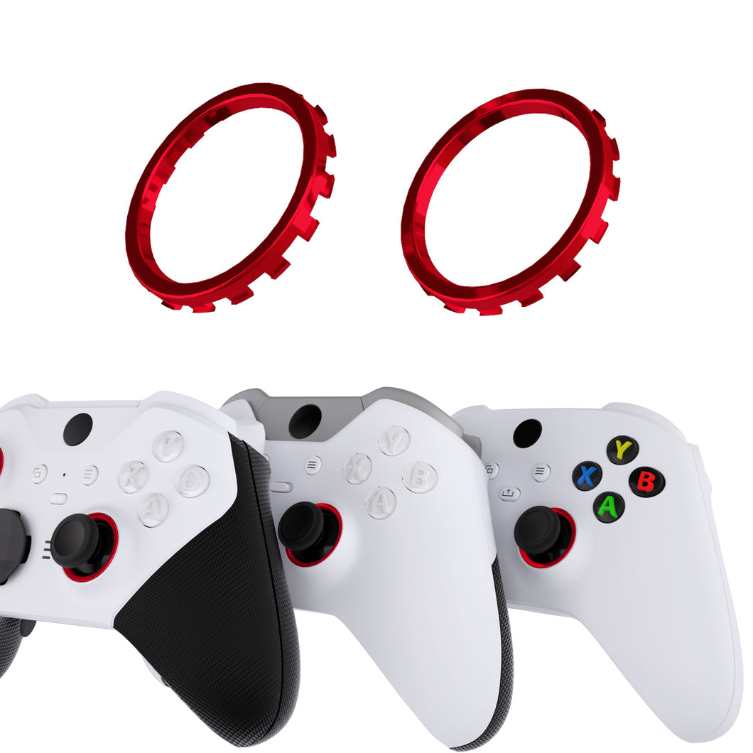 Chrome Red Custom Replacement Accent Rings For Xbox Elite Series 2 Core & Elite Series 2 & Xbox One Elite & eXtremeRate ASR Version Shell For Xbox Series X/S Controller-XOJ1312